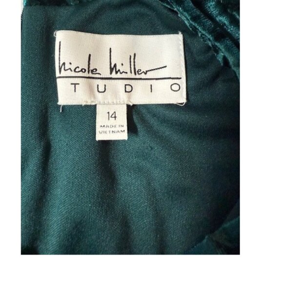 Nicole Miller Studio Women’s Emerald Green Velvet Dress 14 NWT - Picture 3 of 7